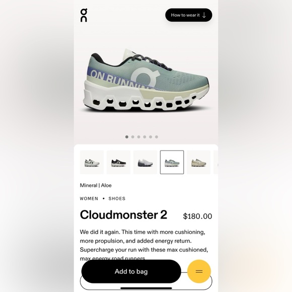 On Running Cloudmonster 2 - W 10.5 - mineral/aloe - New w/box - Picture 7 of 8